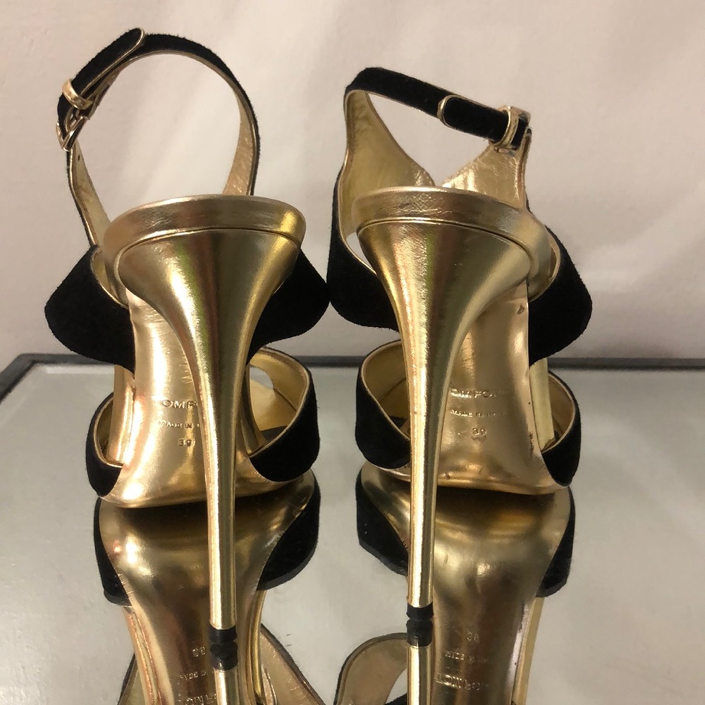 Tom Ford Black and Gold Sandals 39 - Picture 3 of 10